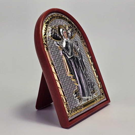 Holy Theotokos “Guardian of the Holy Mountain” Silver & Gold-Plated Icon