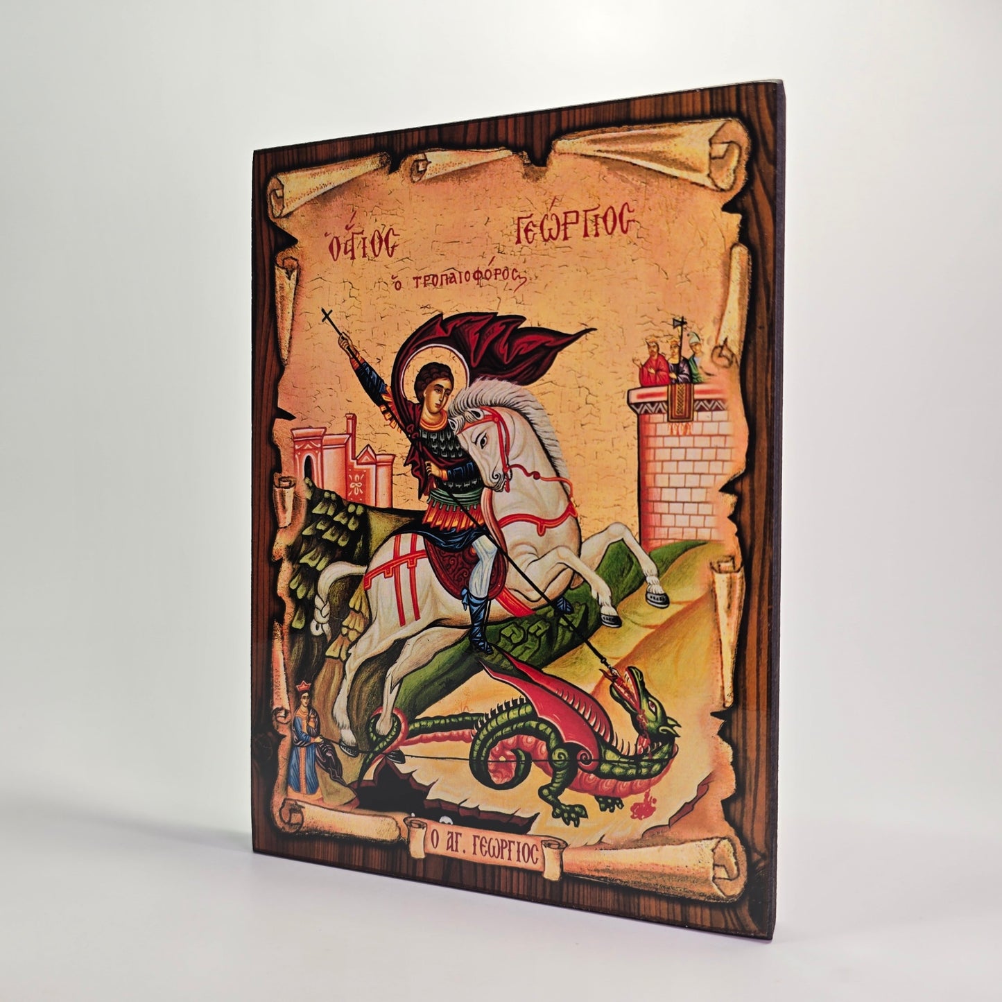 Saint George the Dragon-Slayer Byzantine Icon – Made in Greece