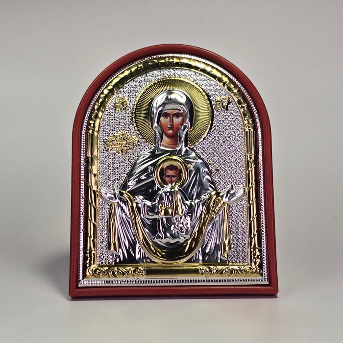 Theotokos “Our Lady of the Sign” Silver & Gold-Plated Icon