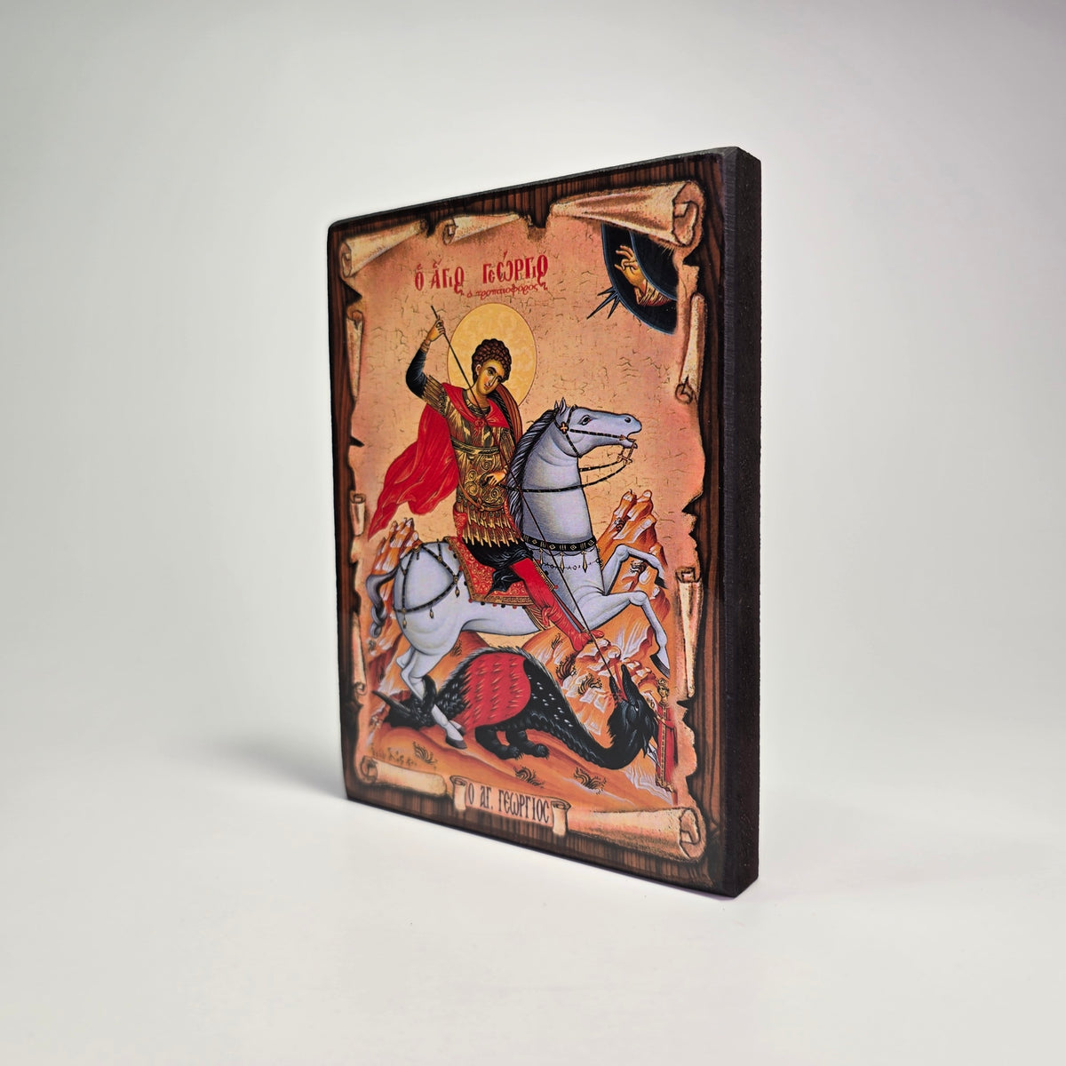 Saint George the Dragon Slayer Byzantine Icon – Handcrafted in Greece, Patra