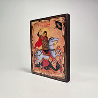 Saint George the Dragon Slayer Byzantine Icon – Handcrafted in Greece, Patra