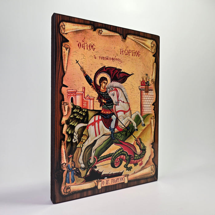 Saint George the Dragon-Slayer Byzantine Icon – Made in Greece, Patra