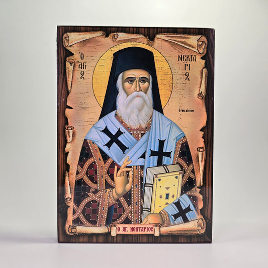 Saint Nektarios of Aegina Byzantine Icon – Made in Greece