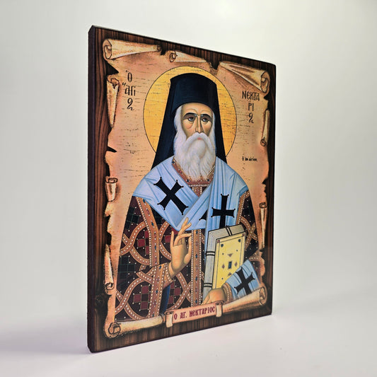 Saint Nektarios of Aegina Byzantine Icon – Made in Greece