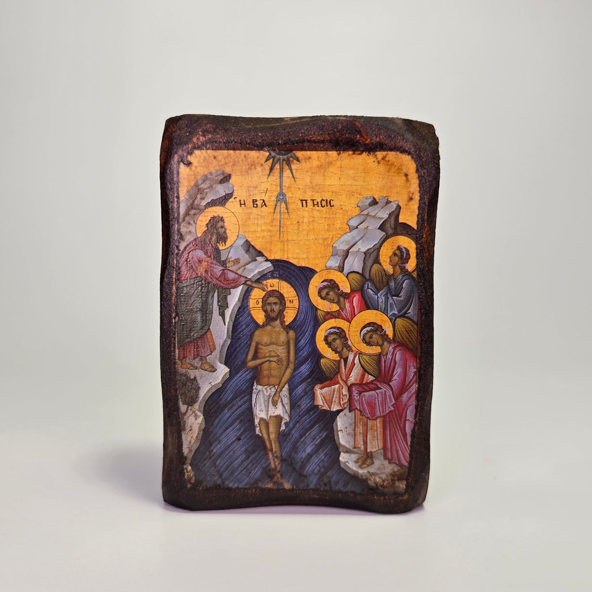Baptism of the Lord Byzantine Icon – Handcrafted in Greece, Mount Athos