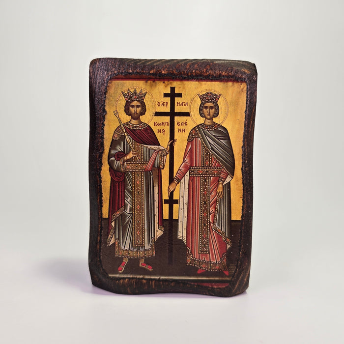 Saints Constantine and Helena Byzantine Icon – Handcrafted in Greece, Mount Athos