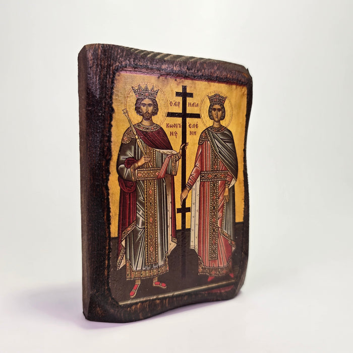 Saints Constantine and Helena Byzantine Icon – Handcrafted in Greece, Mount Athos
