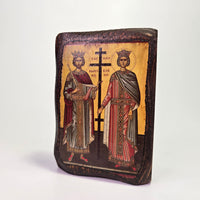 Saints Constantine and Helena Byzantine Icon – Handcrafted in Greece, Mount Athos