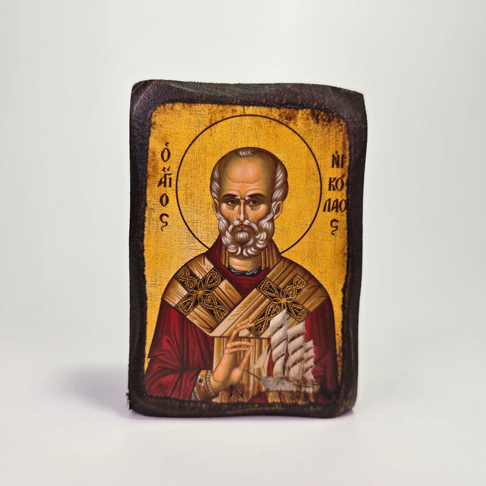 St. Nicholas Byzantine Icon – Handcrafted in Greece, Mount Athos
