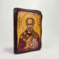 St. Nicholas Byzantine Icon – Handcrafted in Greece, Mount Athos