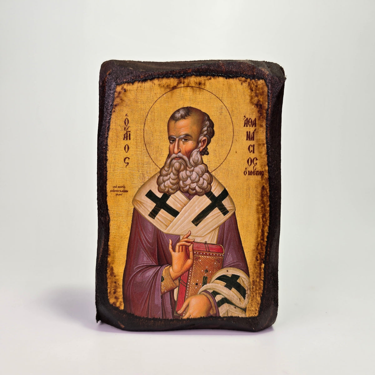 St. Athanasius the Great Byzantine Icon – Handcrafted in Greece, Mount Athos