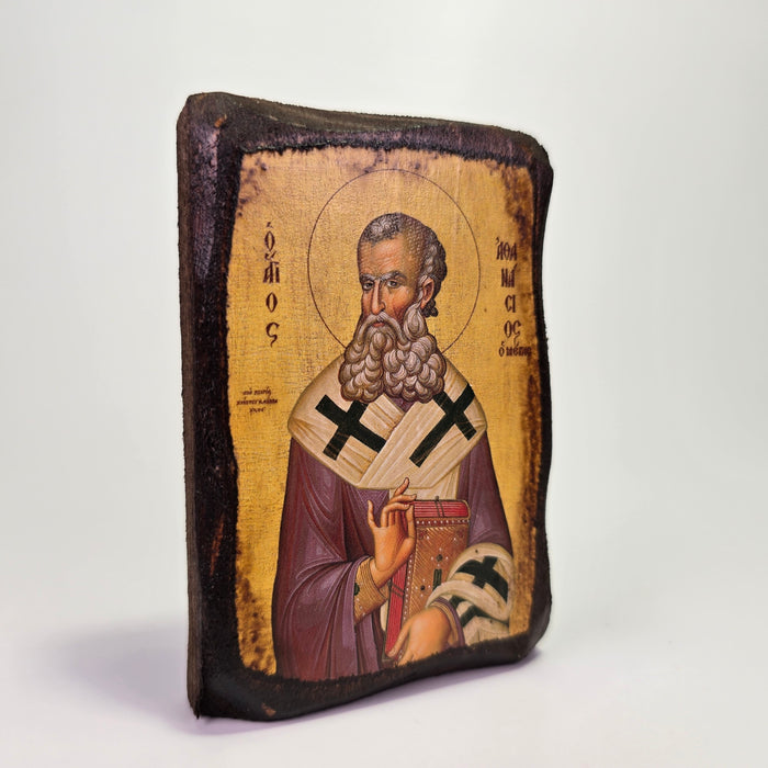 St. Athanasius the Great Byzantine Icon – Handcrafted in Greece, Mount Athos