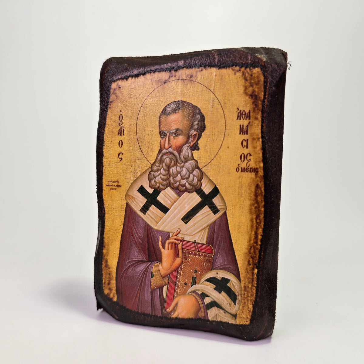 St. Athanasius the Great Byzantine Icon – Handcrafted in Greece, Mount Athos