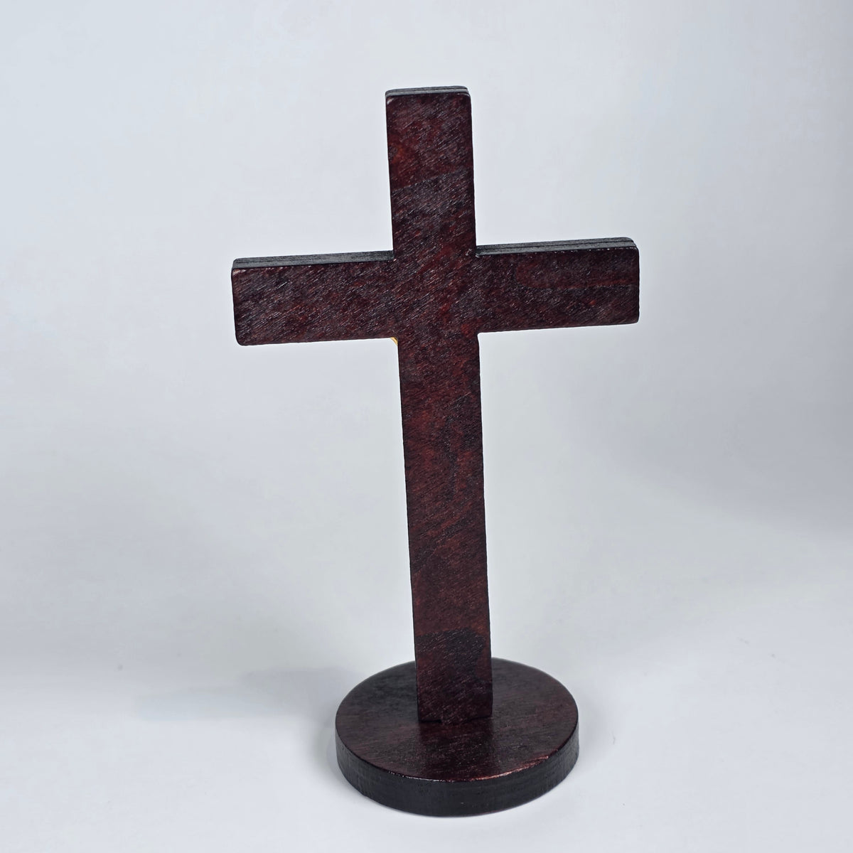 Wooden Standing Orthodox Cross with Gold-Toned Corpus – 10cm