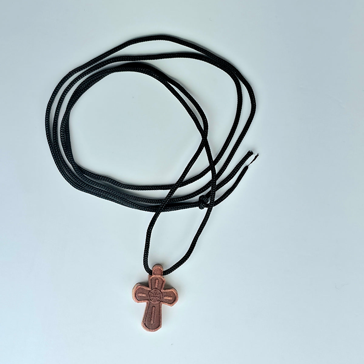 Cross Orthodox Wooden - Small with Bolnuri heart. 2.3 x 1.4 x 0.3 cm