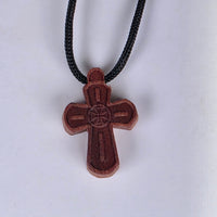 Cross Orthodox Wooden - Small with Bolnuri heart. 2.3 x 1.4 x 0.3 cm