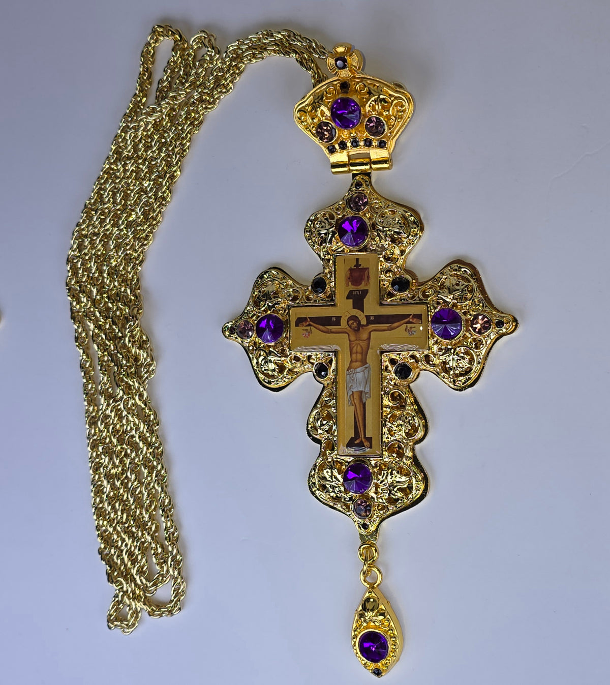 Orthodox Priest Cross (Pectoral Cross) Zinc Alloy Golden Color 18 x 9 cm