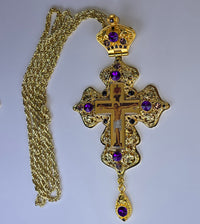Orthodox Priest Cross (Pectoral Cross) Zinc Alloy Golden Color 18 x 9 cm