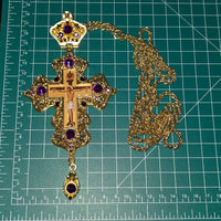 Orthodox Priest Cross (Pectoral Cross) Zinc Alloy Golden Color 18 x 9 cm