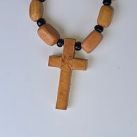 Orthodox Wooden Prayer Cross Necklace – Beaded (3 Variants) 3.5 X 2 cm