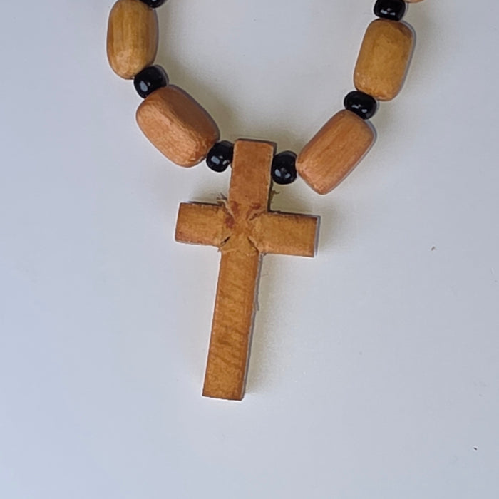 Orthodox Wooden Prayer Cross Necklace – Beaded (3 Variants) 3.5 X 2 cm