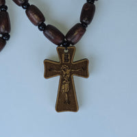 Orthodox Wooden Prayer Cross Necklace – Beaded (3 Variants) 3.5 X 2 cm