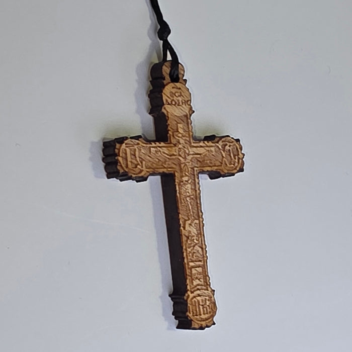 Cross Orthodox Wooden – Crucifixion (5.5 × 3.5 cm)