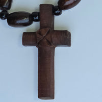 Cross Orthodox Wooden Round and Square Beaded 4 x 2.3 cm