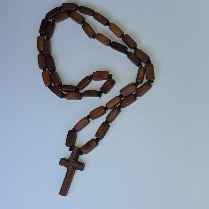 Cross Orthodox Wooden Round and Square Beaded 4 x 2.3 cm