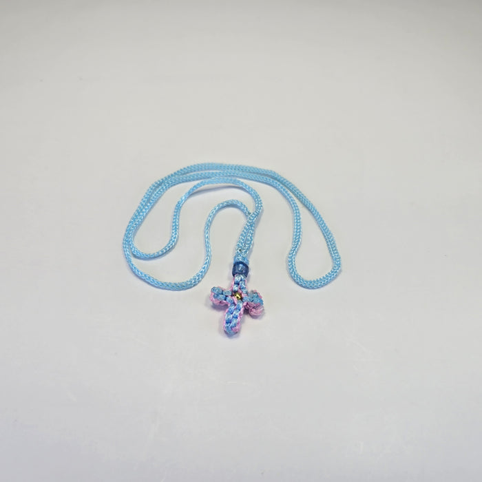 Orthodox Children’s Prayer Cross Necklace – Hand-Knotted (Multiple Colors)