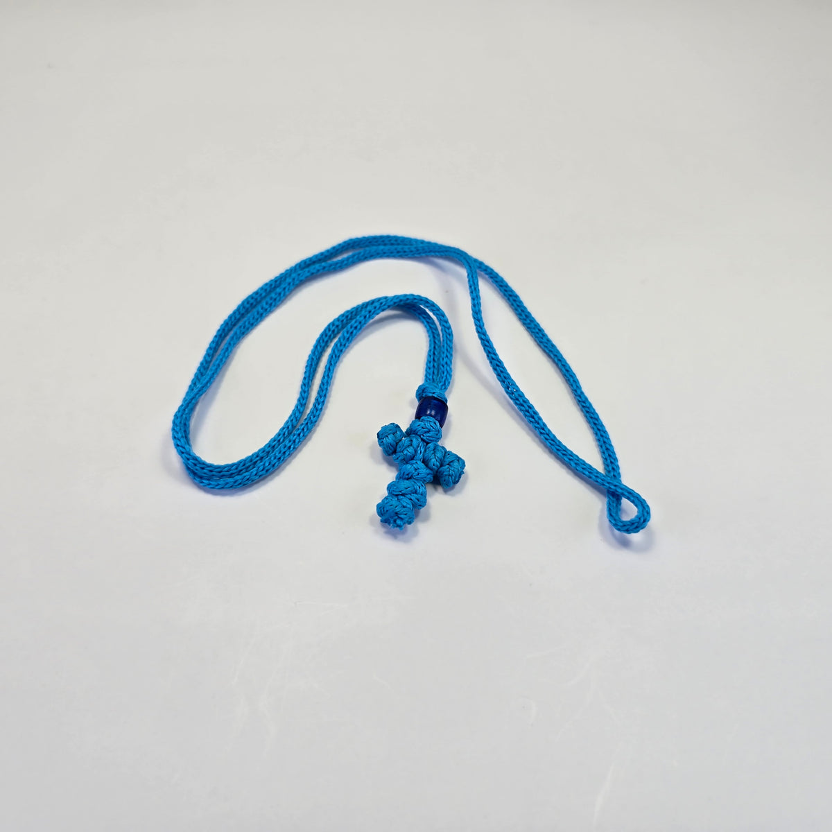 Orthodox Children’s Prayer Cross Necklace – Hand-Knotted Blue Cord