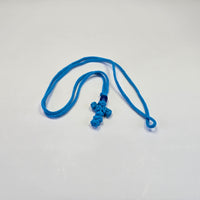 Orthodox Children’s Prayer Cross Necklace – Hand-Knotted Blue Cord
