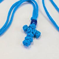 Orthodox Children’s Prayer Cross Necklace – Hand-Knotted Blue Cord