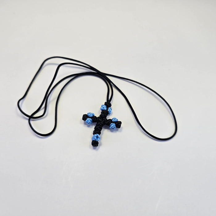 Orthodox Children’s Prayer Cross Necklace – Hand-Knotted (Blue or Pink)