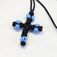 Orthodox Children’s Prayer Cross Necklace – Hand-Knotted (Blue or Pink)