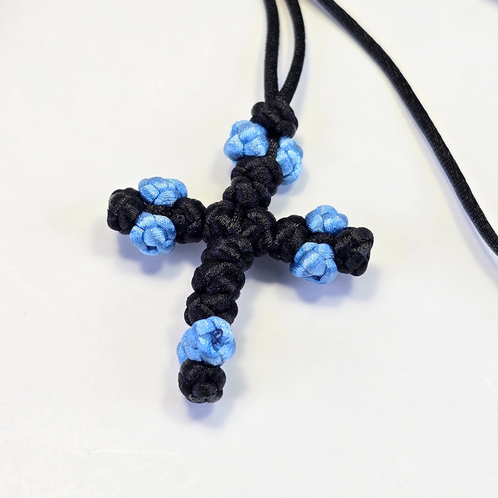 Orthodox Children’s Prayer Cross Necklace – Hand-Knotted (Blue or Pink)