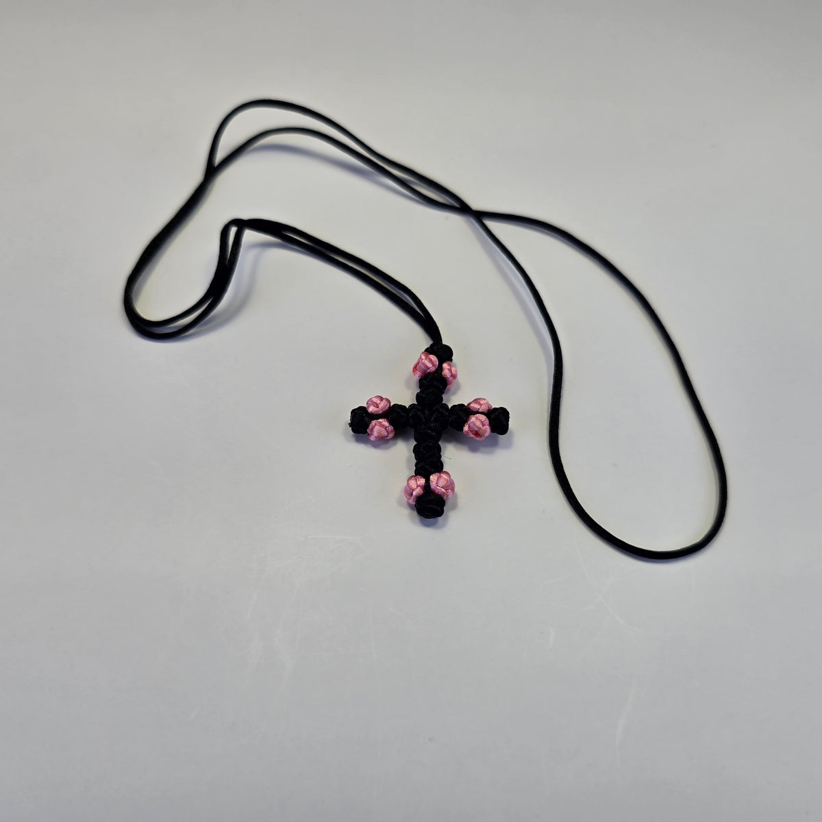 Orthodox Children’s Prayer Cross Necklace – Hand-Knotted (Blue or Pink)