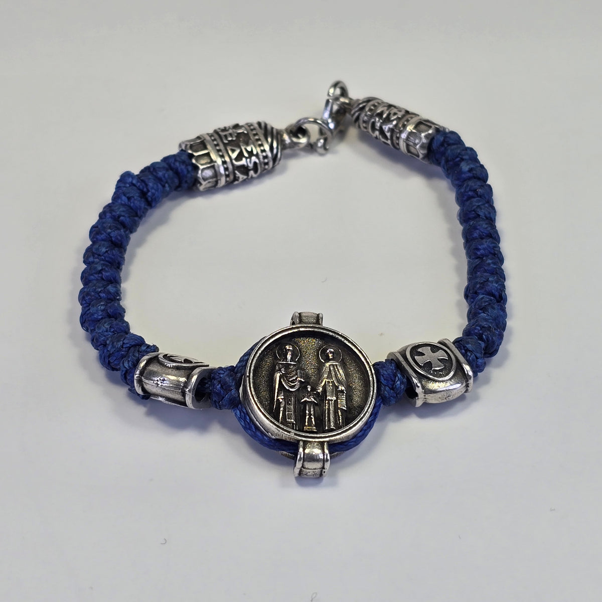 Orthodox Prayer Bracelet with Icon Medallion – Black or Blue Cord (Two Variants)