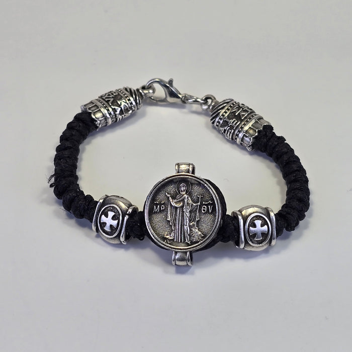 Orthodox Prayer Bracelet with Icon Medallion – Black or Blue Cord (Two Variants)