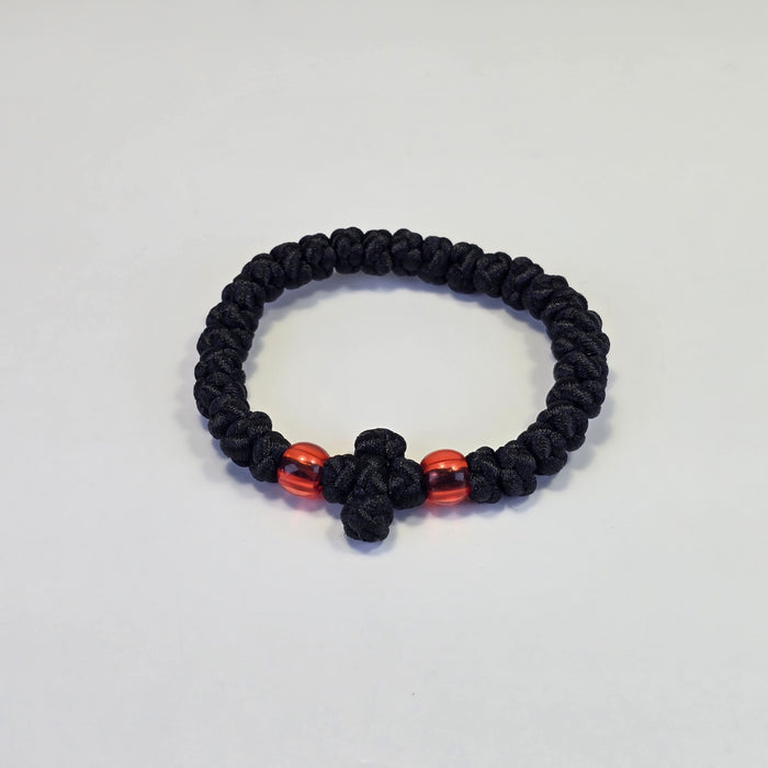 Orthodox Prayer Rope (Komboskini) – 30 Knots with Knotted Cross & Red Beads