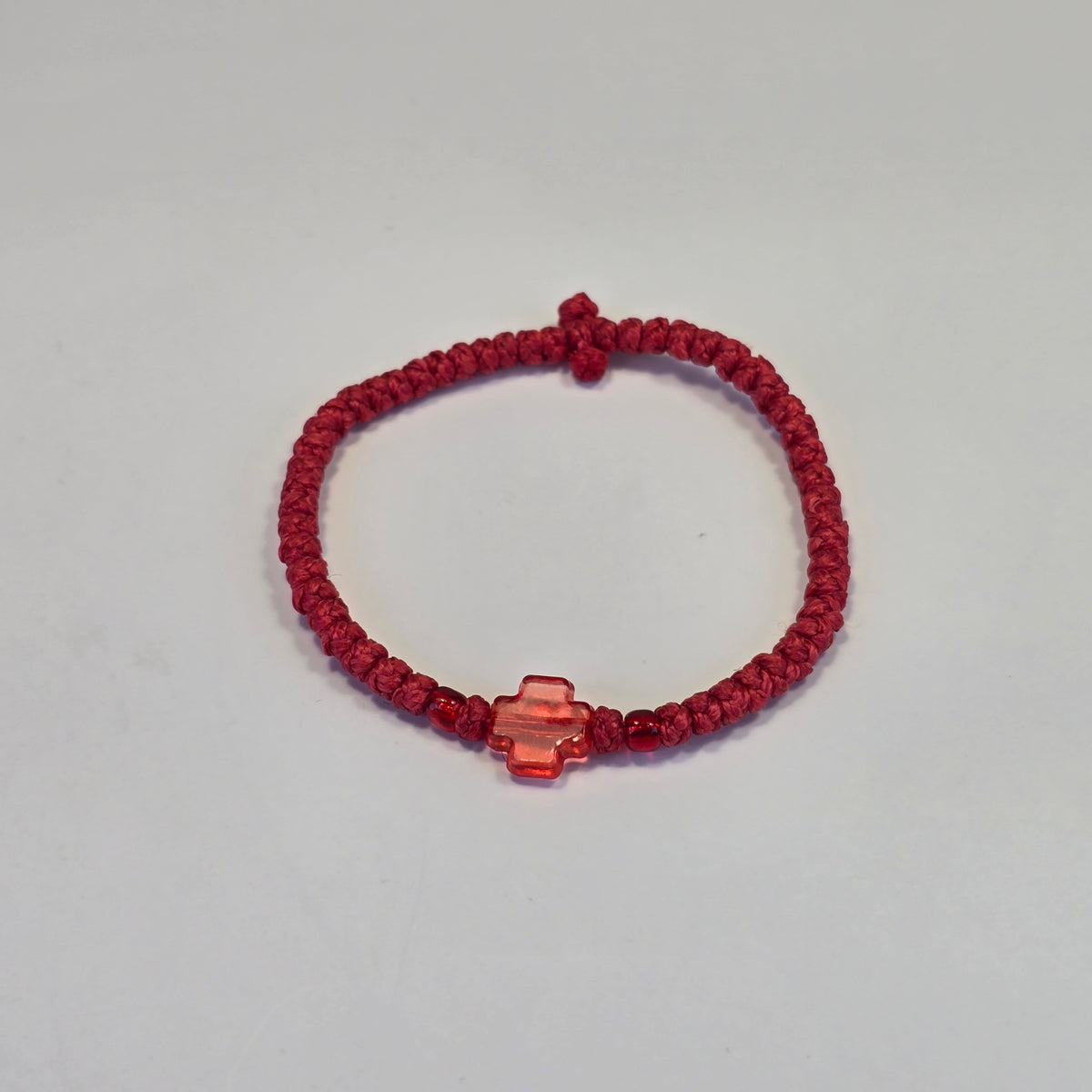 Orthodox Prayer Rope (Komboskini) – 50 Knots with Red Cross Accent