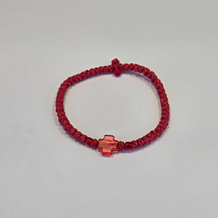 Orthodox Prayer Rope (Komboskini) – 50 Knots with Red Cross Accent