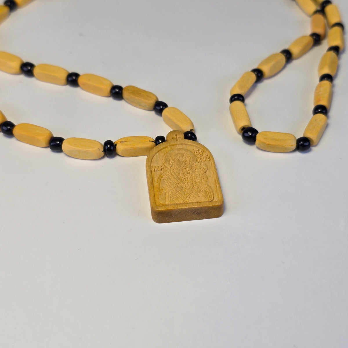 Orthodox Wooden Icon Necklace (2 Variants) – Dark Wood or Light Wood