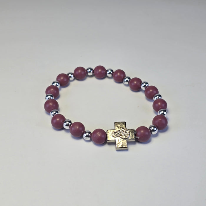 Orthodox Cross Bead Bracelet – Red Stone or Natural Wood (Two Variants)