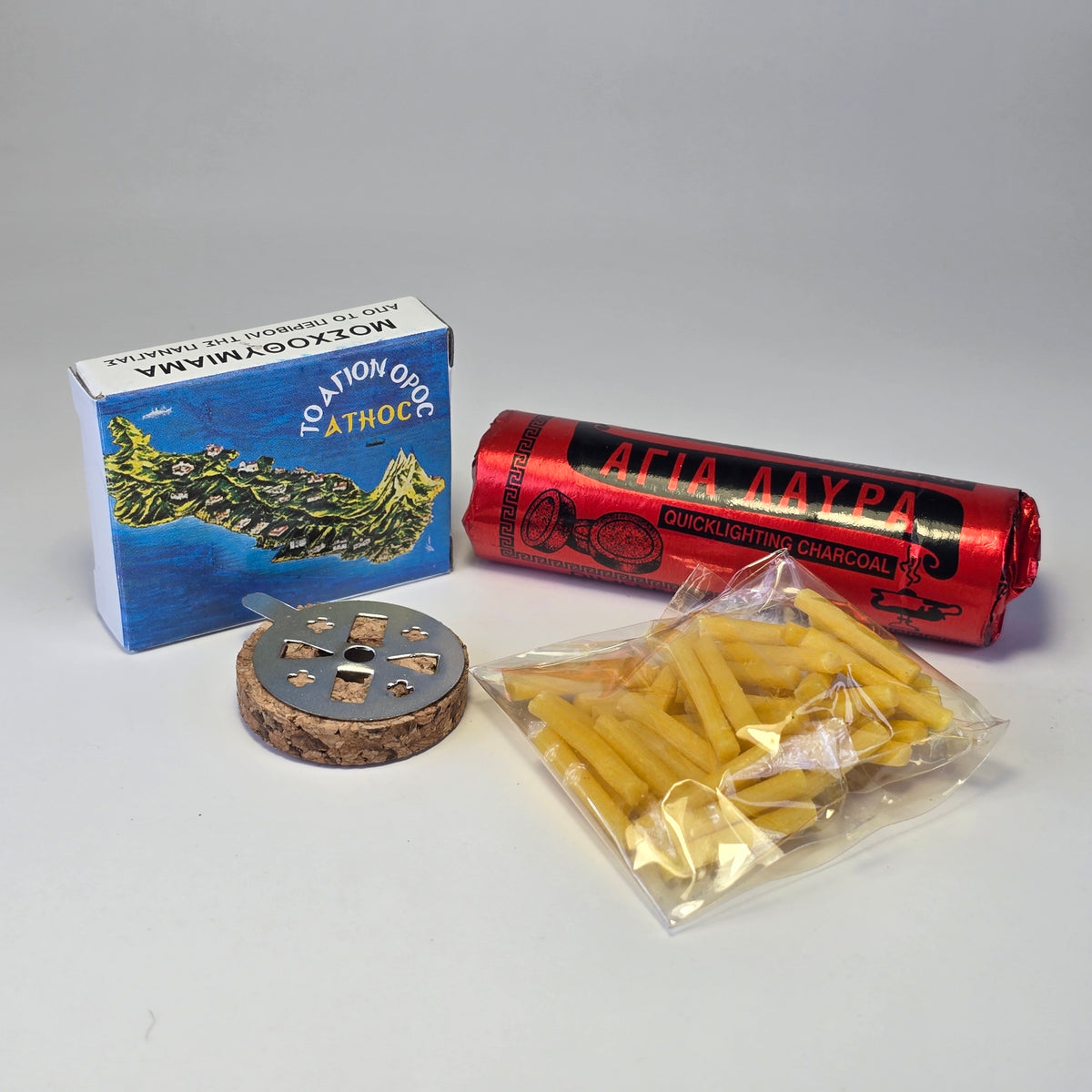 Orthodox Incense Starter Kit – Athonite Incense, Charcoal, Cork Holder & Beeswax Wicks