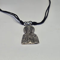 Saint Spyridon Orthodox Icon Necklace – Silver-Tone Metal on Black Cord