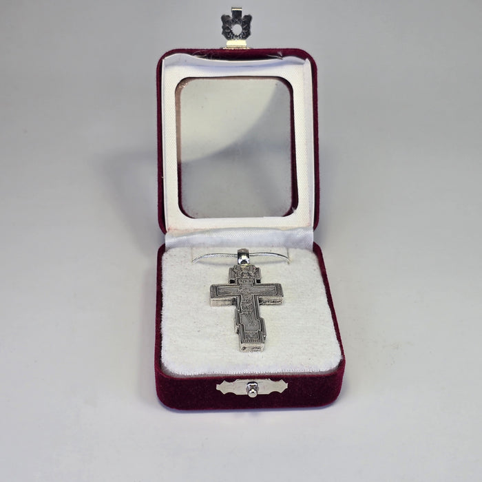 Orthodox Cross Necklace – Silver-Tone Crucifix in Gift Box