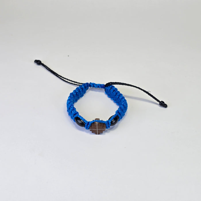 Orthodox Handwoven Bracelet with Wooden Cross – Adjustable (3 Color Variants)