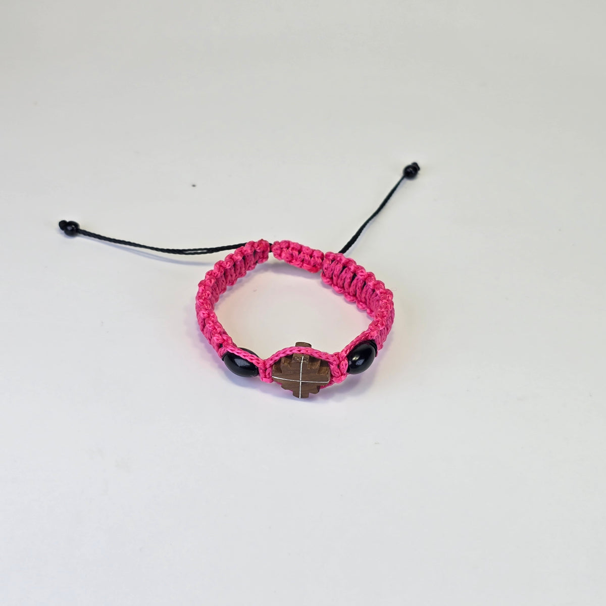 Orthodox Handwoven Bracelet with Wooden Cross – Adjustable (3 Color Variants)