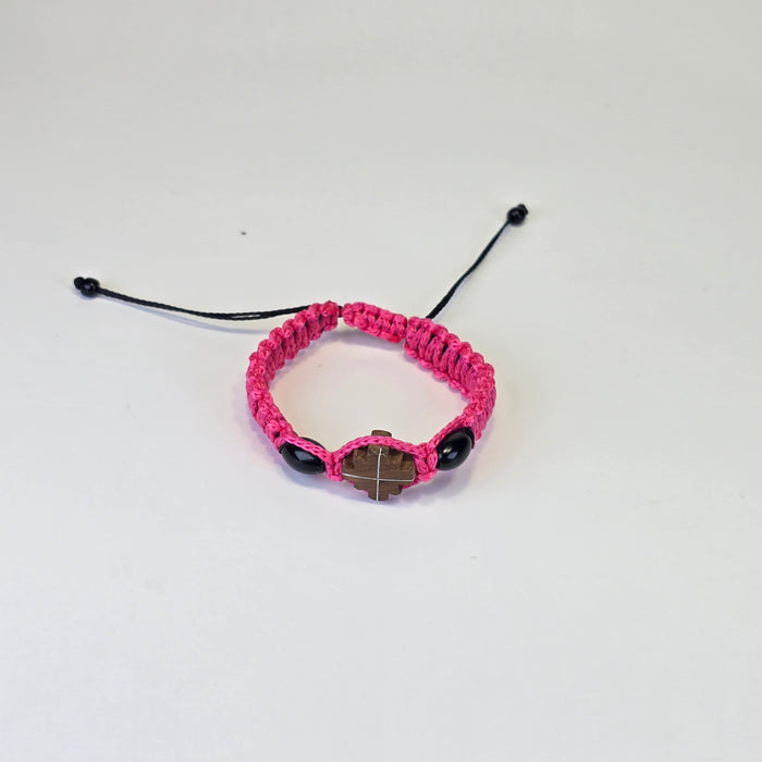 Orthodox Handwoven Bracelet with Wooden Cross – Adjustable (3 Color Variants)